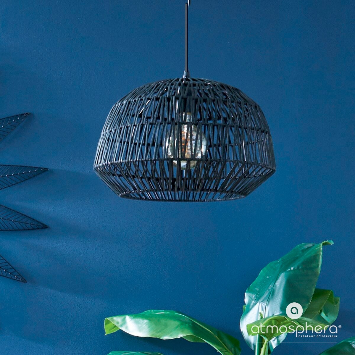 Lampa wisząca z rattanowym abażurem, Ø 38 cm