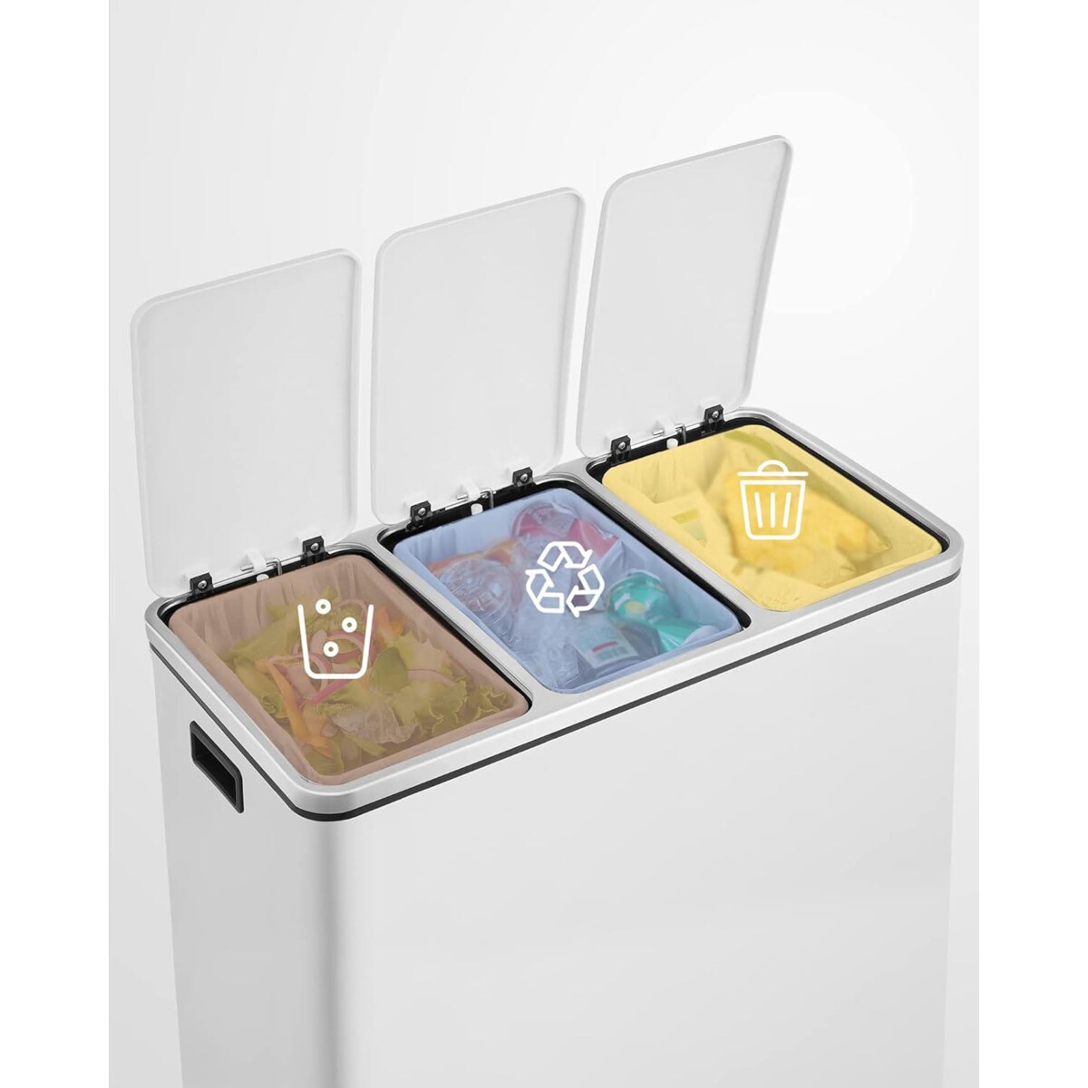 Kosz Na Śmieci Potrójny Segregacja Biały