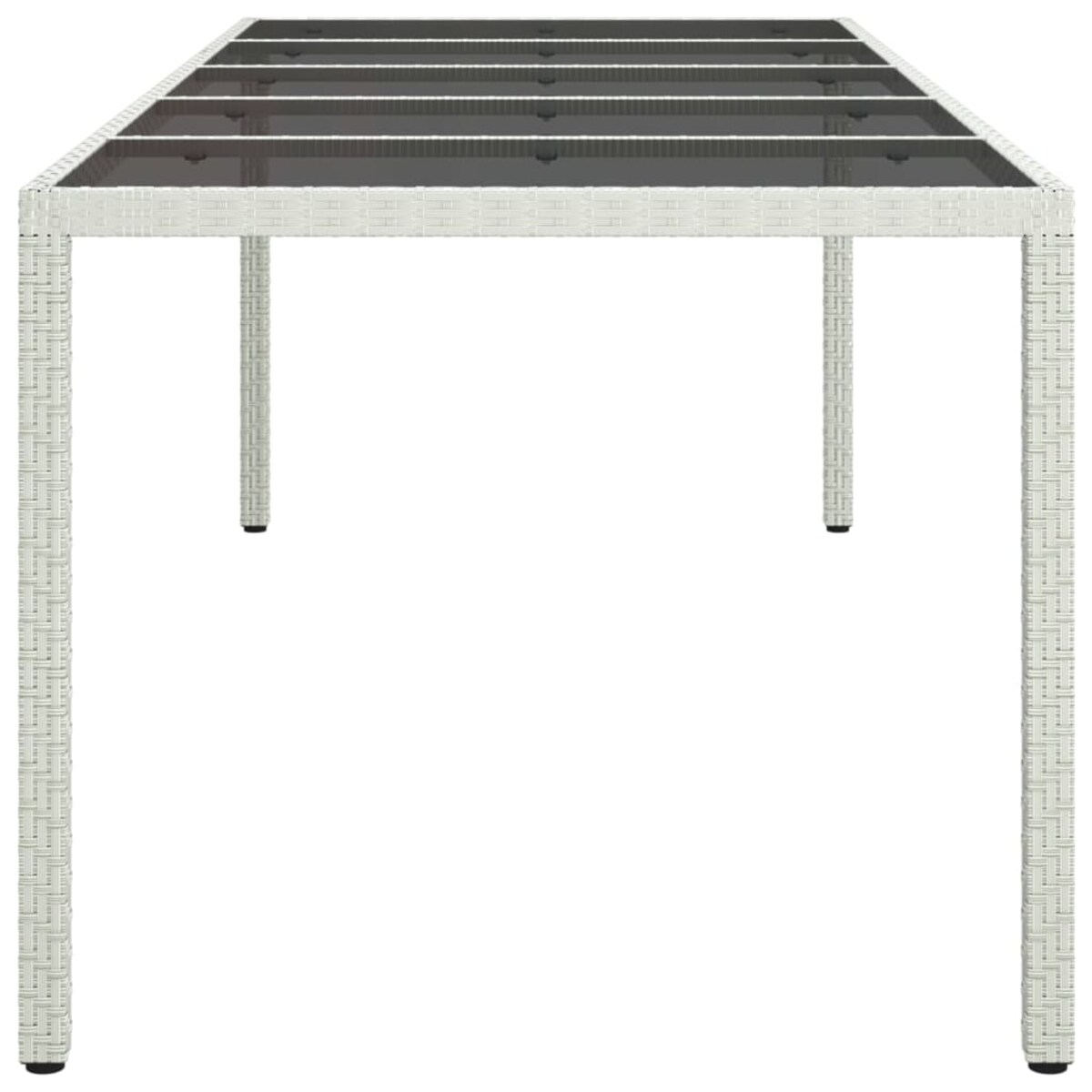 vidaXL Stół ogrodowy, biały, 250x100x75cm, rattan PE i szkło hartowane