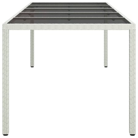 vidaXL Stół ogrodowy, biały, 250x100x75cm, rattan PE i szkło hartowane