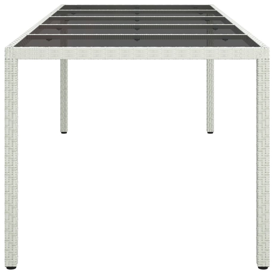 vidaXL Stół ogrodowy, biały, 250x100x75cm, rattan PE i szkło hartowane
