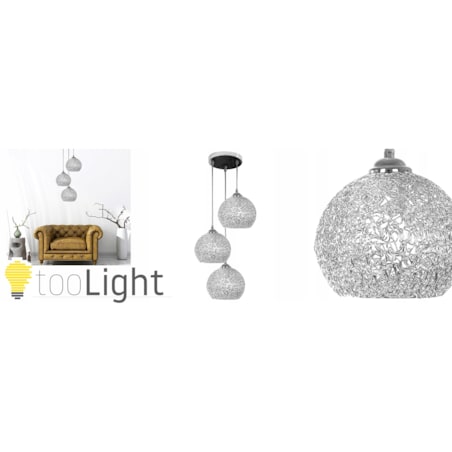 Lampa Wisząca Srebrna Chrom Kule Glamour