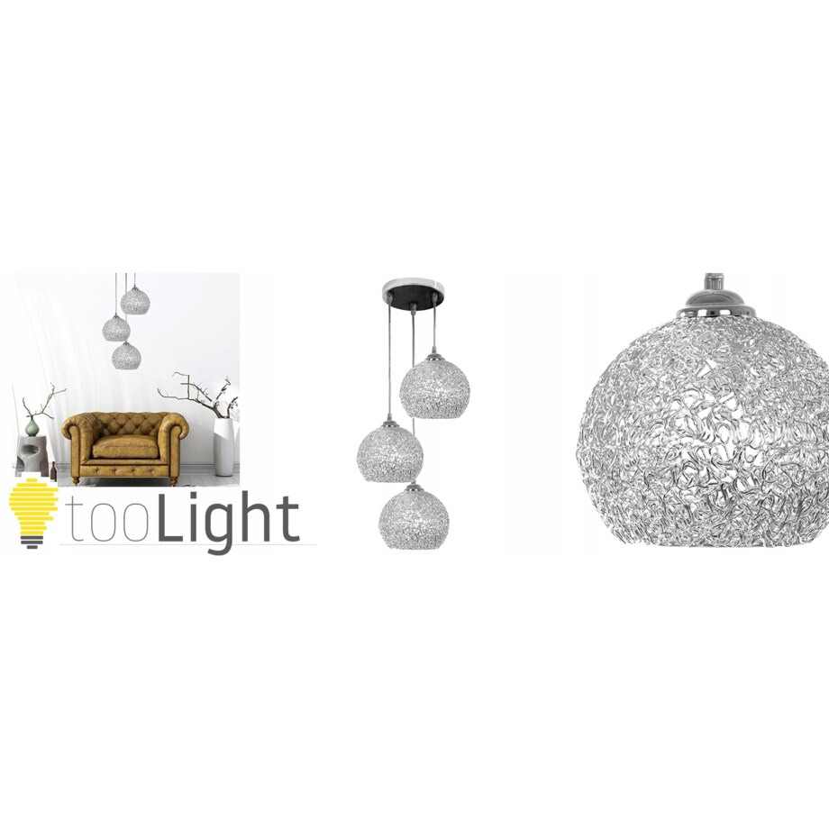 Lampa Wisząca Srebrna Chrom Kule Glamour