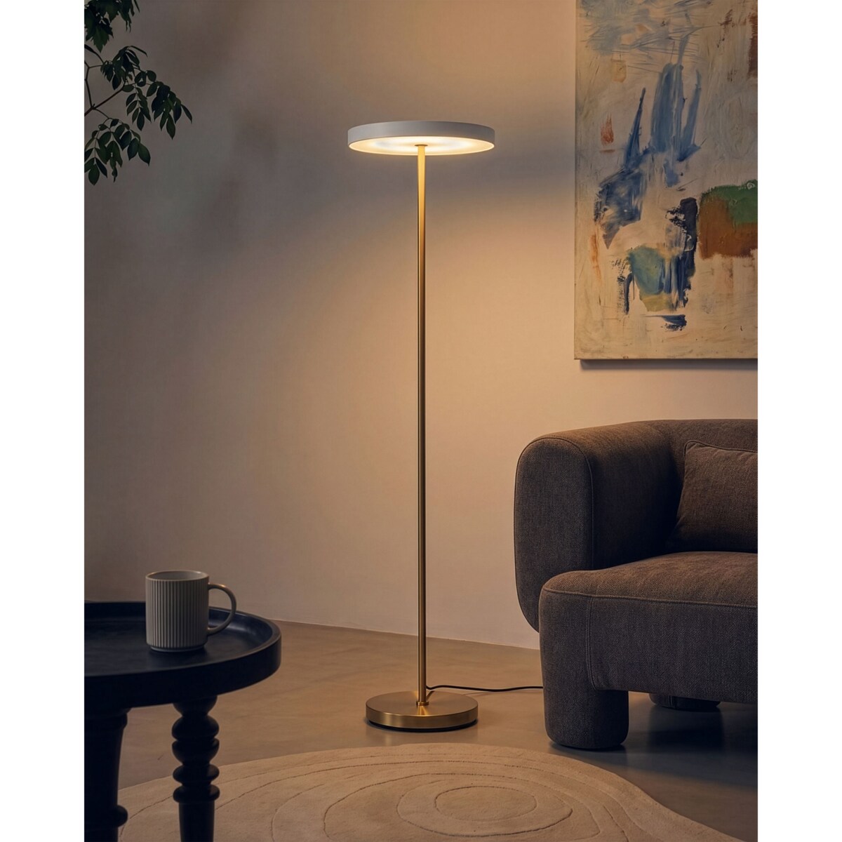 Lampa podłogowa LED EVENLODE Ze ściemniaczem Metal Biały