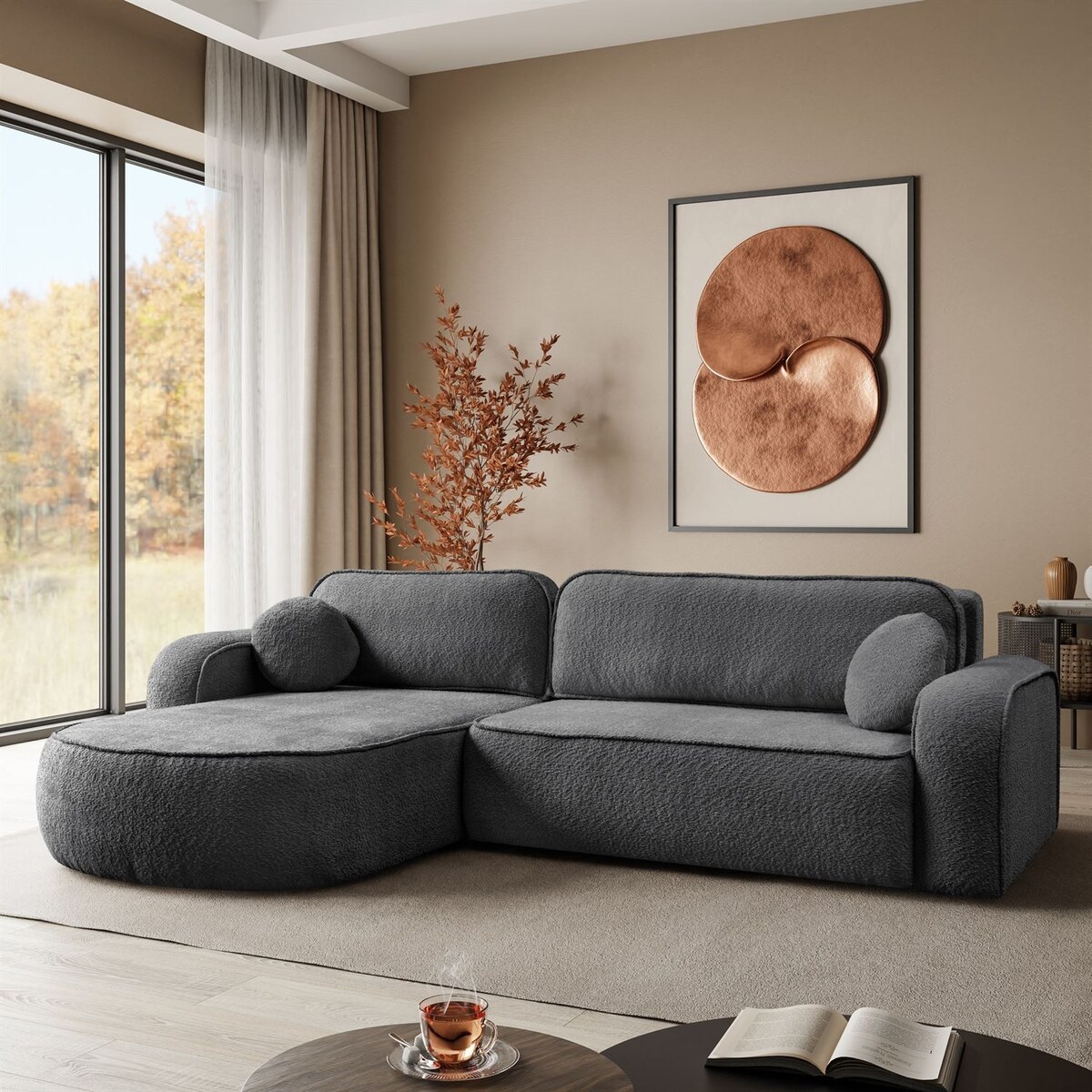 Rozkładany narożnik VENUS II z pojemnikiem na pościel, Coral 80