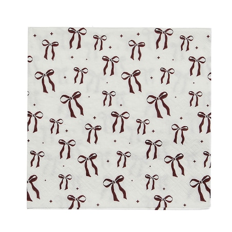 Serwetki świąteczne Ribbon I 20szt. boże narodzenie, święta, świąteczne, biały-czerwony, 16x16x3 cm