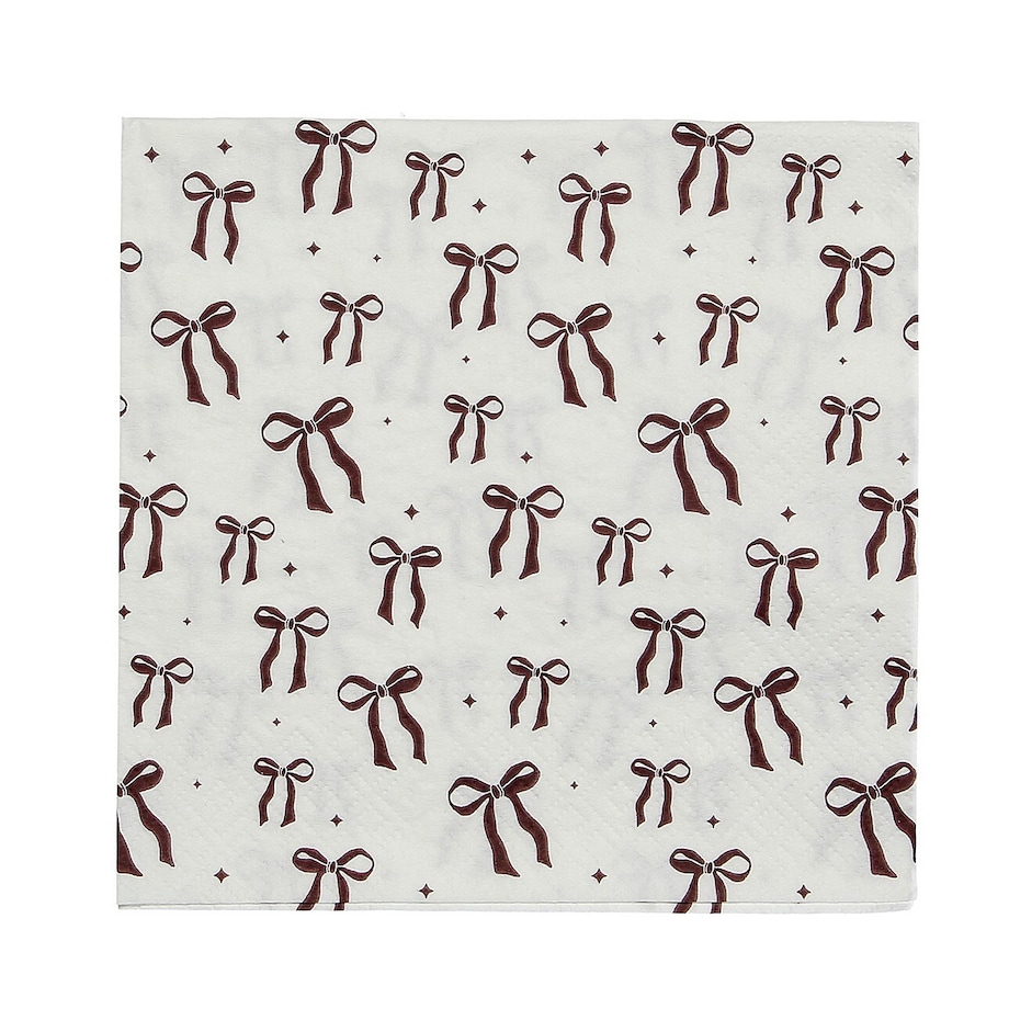 Serwetki świąteczne Ribbon I 20szt. boże narodzenie, święta, świąteczne, biały-czerwony, 16x16x3 cm