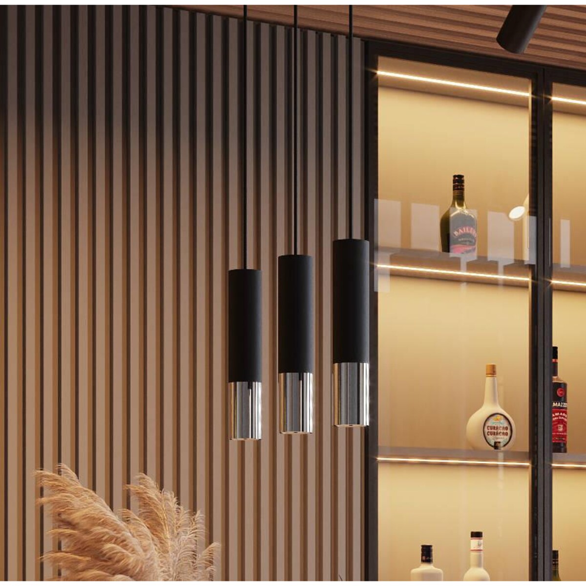 Lampa wisząca LOOPEZ 2 czarny/chrom