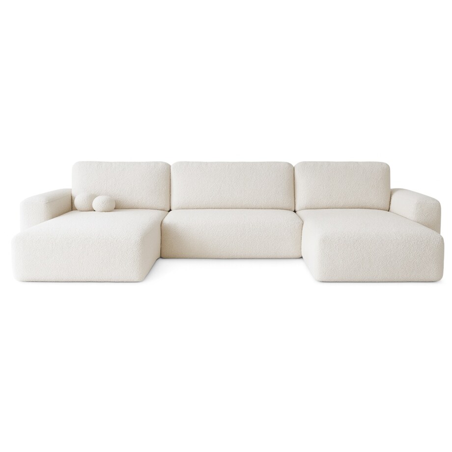 Narożnik U ILO z pojemnikiem na pościel i funkcja spania, biały