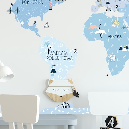 Naklejka na ścianę Mapa świata ice cold M