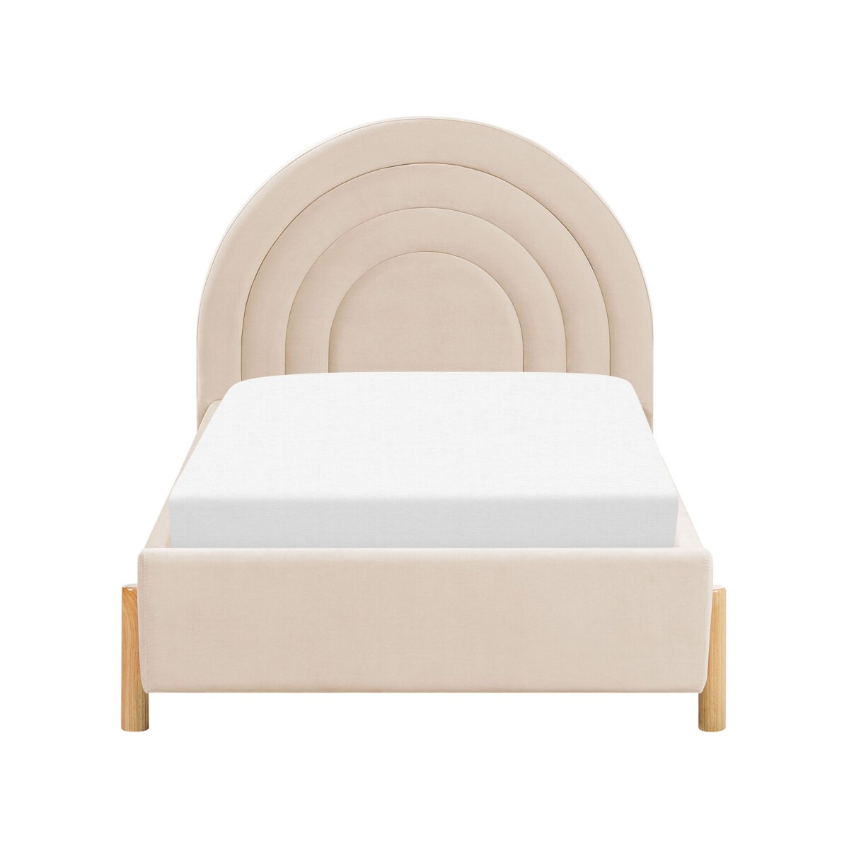 Łóżko welurowe 90 x 200 cm beżowe ANET