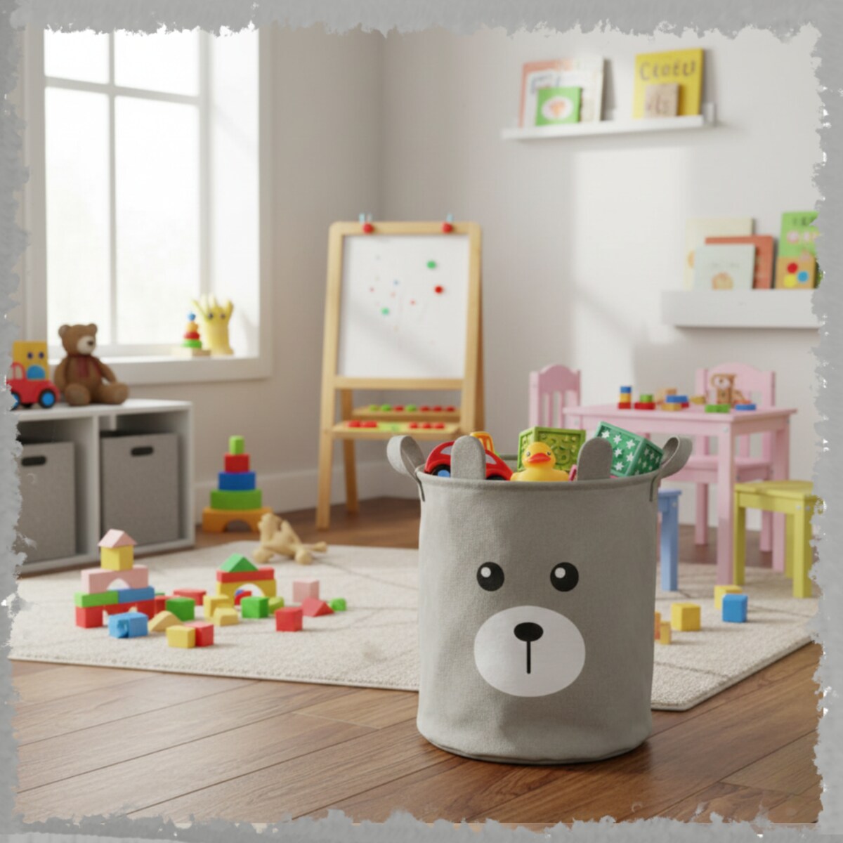 Kosz na zabawki klocki zamykany ze ściągaczem duży XXL organizer pojemnik