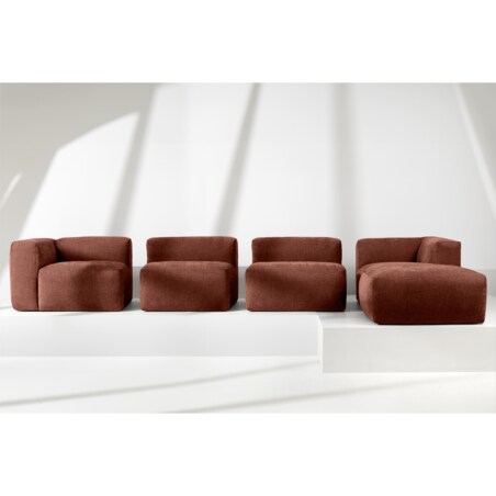 KONSIMO BUFFO Sofa narożna prawa 6-osobowa z wyjątkowo miękkim siedziskiem, kolor pomarańczowy