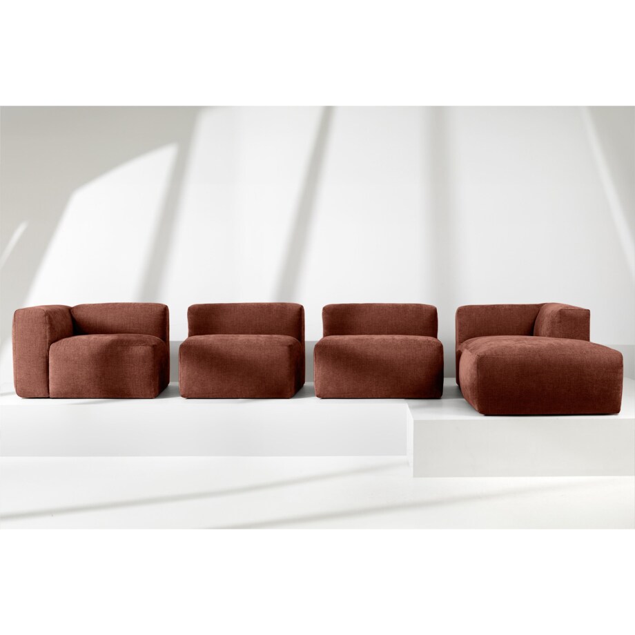 KONSIMO BUFFO Sofa narożna prawa 6-osobowa z wyjątkowo miękkim siedziskiem, kolor pomarańczowy