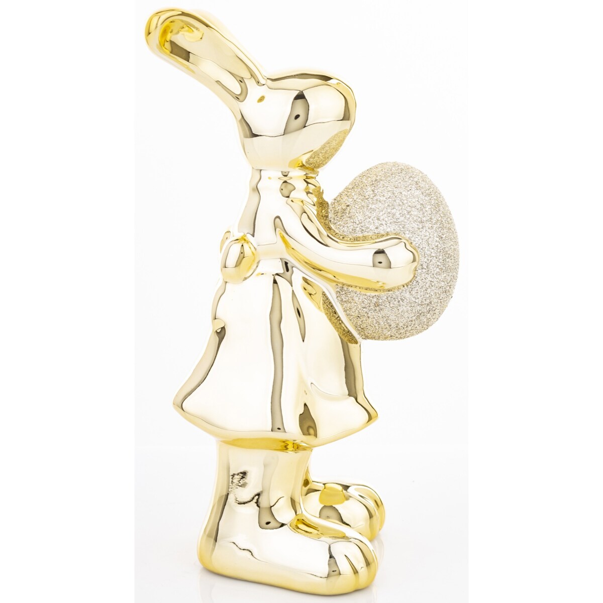 Dekoracja - złota króliczka z pisanką 18,5x8x10 cm
