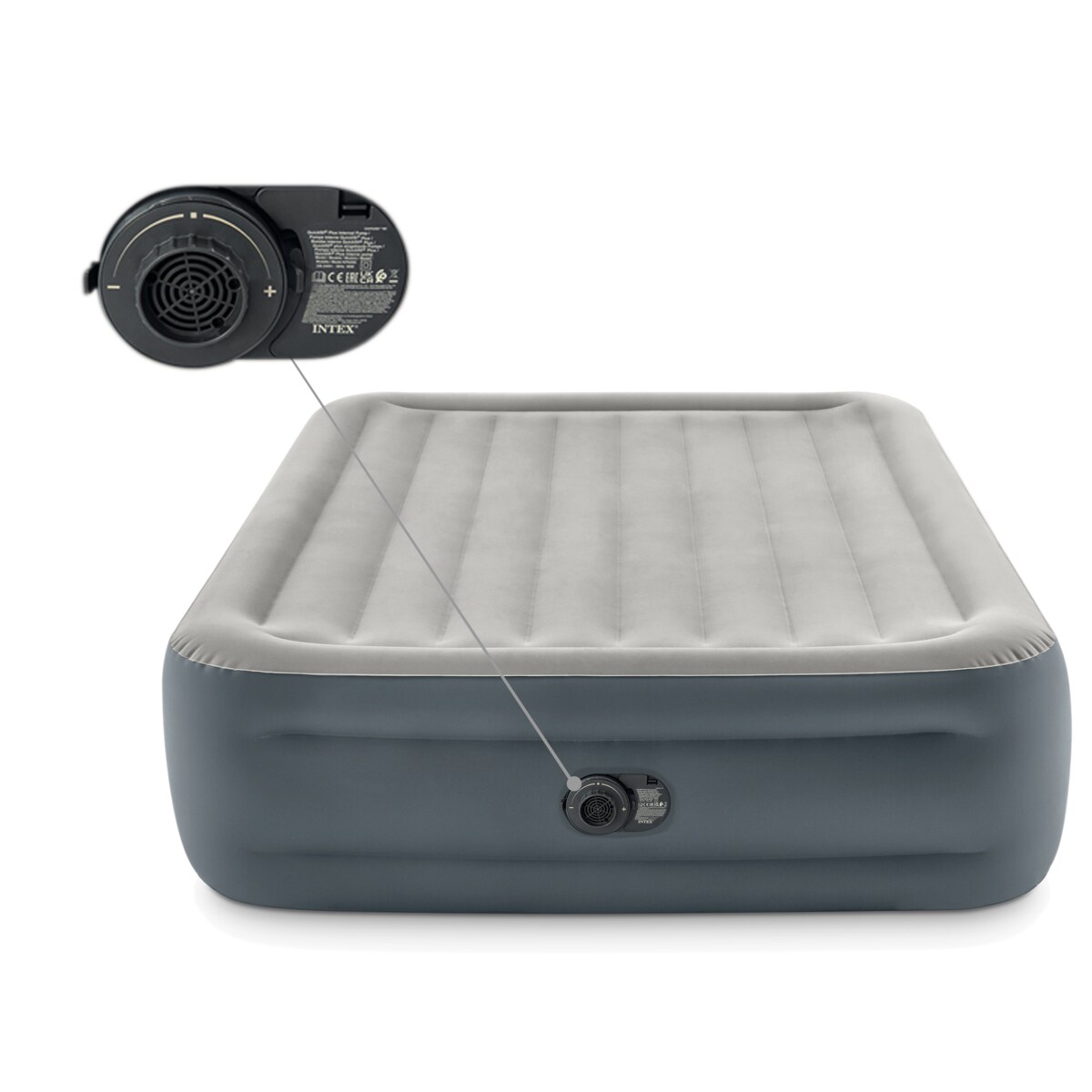 Materac dmuchany dwuosobowy welurowy z pompką Intex