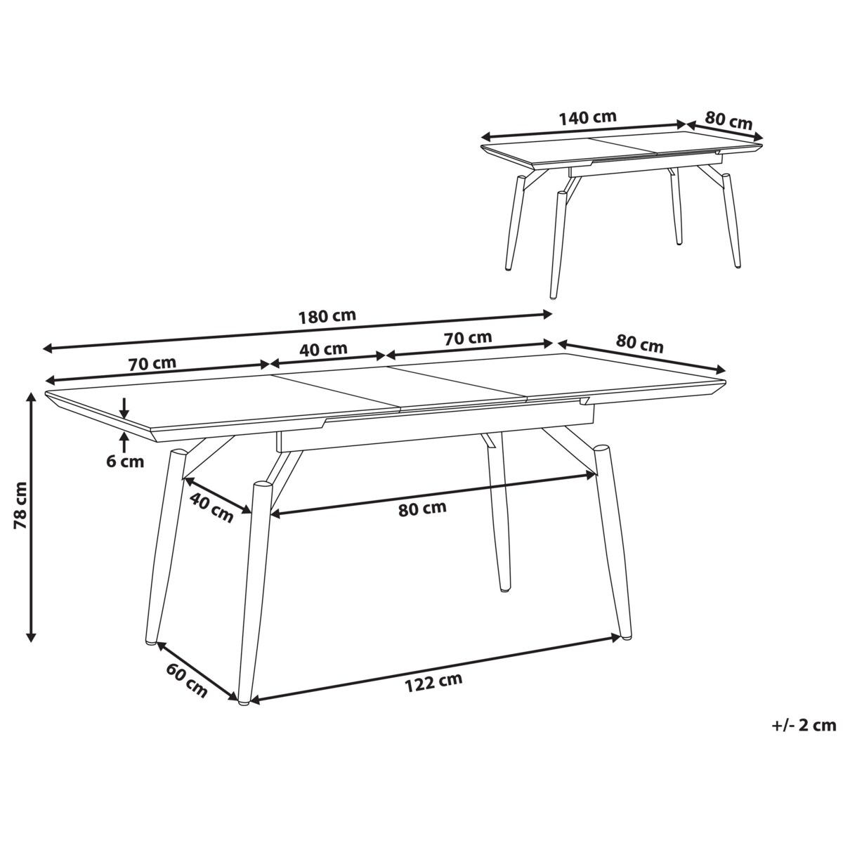 Stół do jadalni rozkładany 140/180 x 80 cm ciemne drewno z czarnym BARBOSA