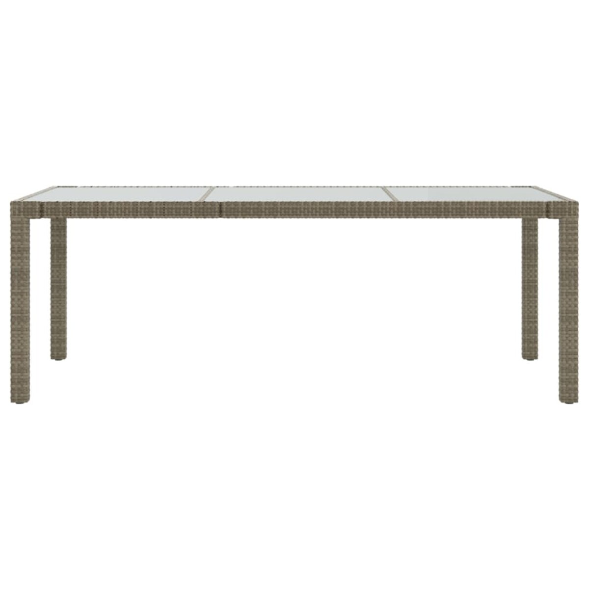 vidaXL Stół ogrodowy, szary, 190x90x75 cm, szkło hartowane i rattan PE