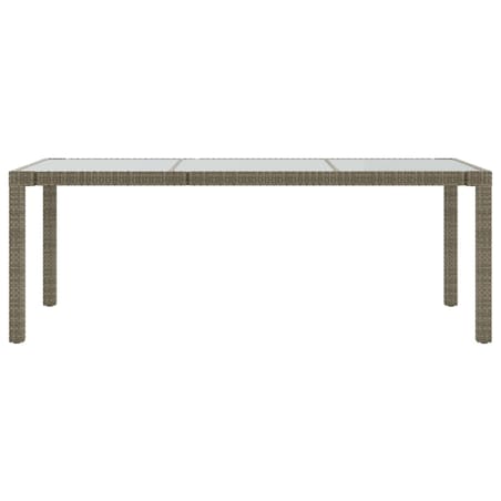 vidaXL Stół ogrodowy, szary, 190x90x75 cm, szkło hartowane i rattan PE