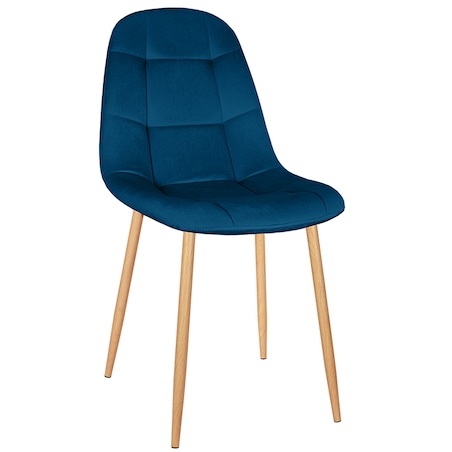 Krzesło tapicerowane do salonu jadalni welurowe granatowe pikowane