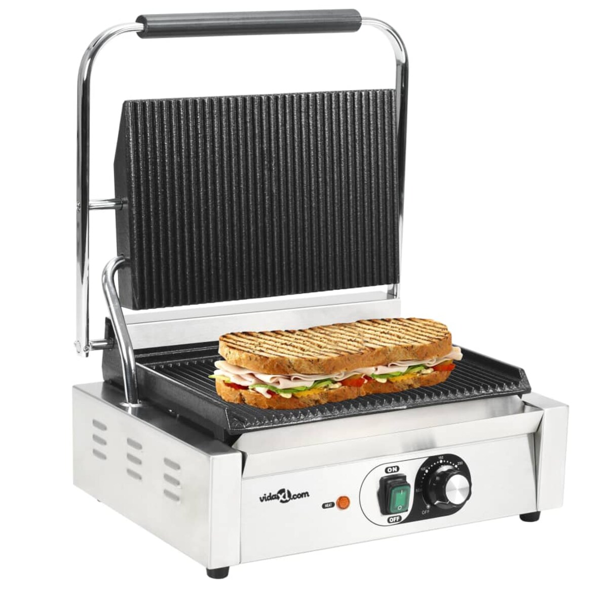 vidaXL Opiekacz do panini, żebrowany, 2200 W, 43x30,5x20 cm