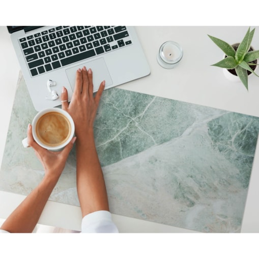 Zielona mata na biurko Marmurowy wzór natury, 90x45 cm