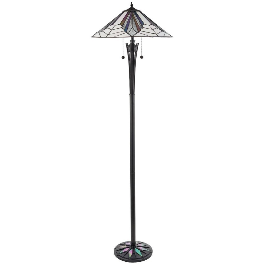 Stojąca lampa Tiffany Astoria 63934 Endon witraż włącznik czarny