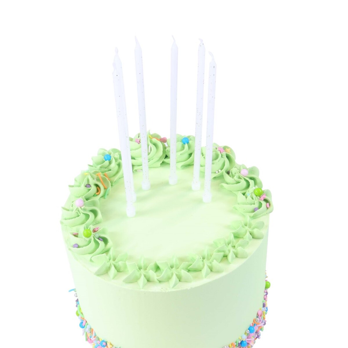 PME Zestaw 16 wysokich świeczek z podstawkami 18 cm biały