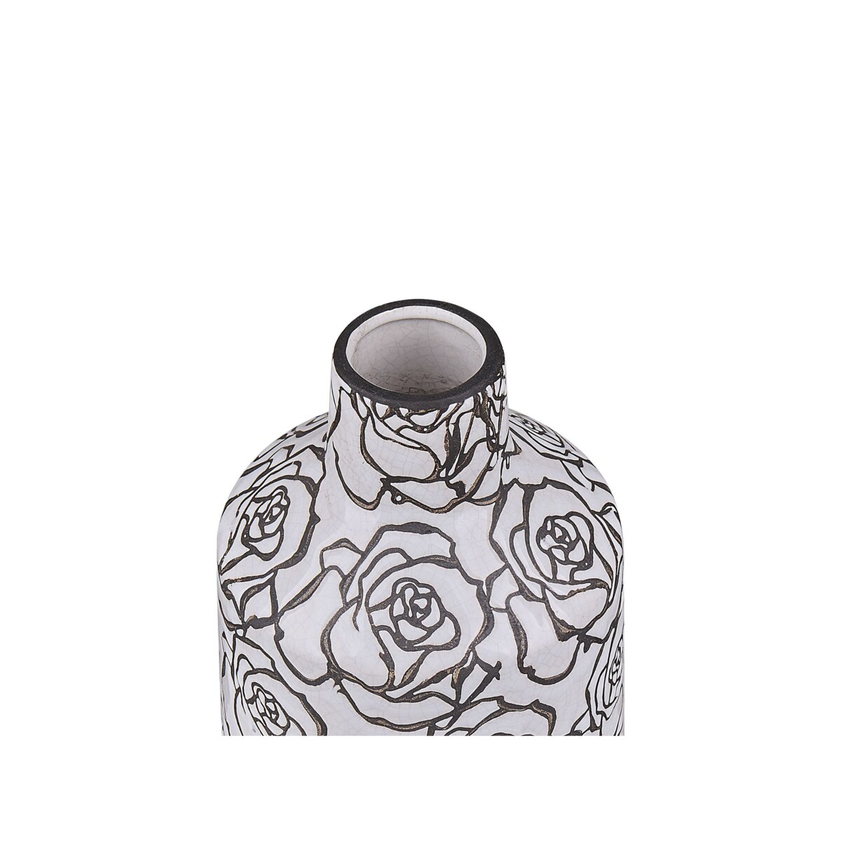 Wazon na kwiaty ceramiczny biały z czarnym ALINDA