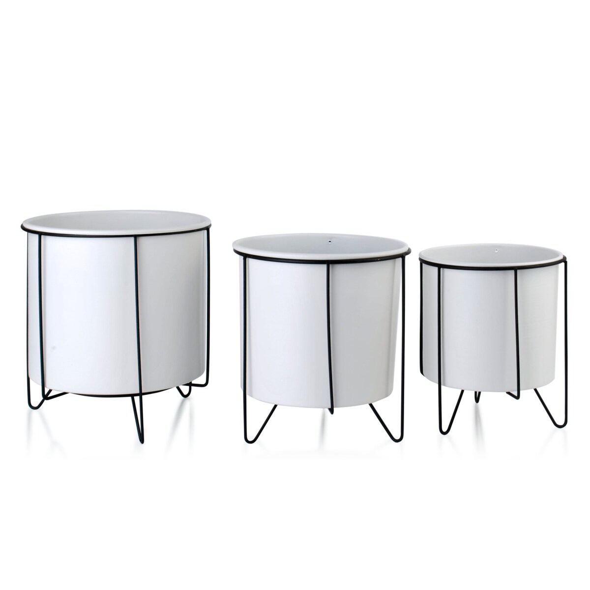 SWEN WHITE&BLACK Komplet 3 osłonek na stojaku 21,5x23/18x20/16x19,5cm