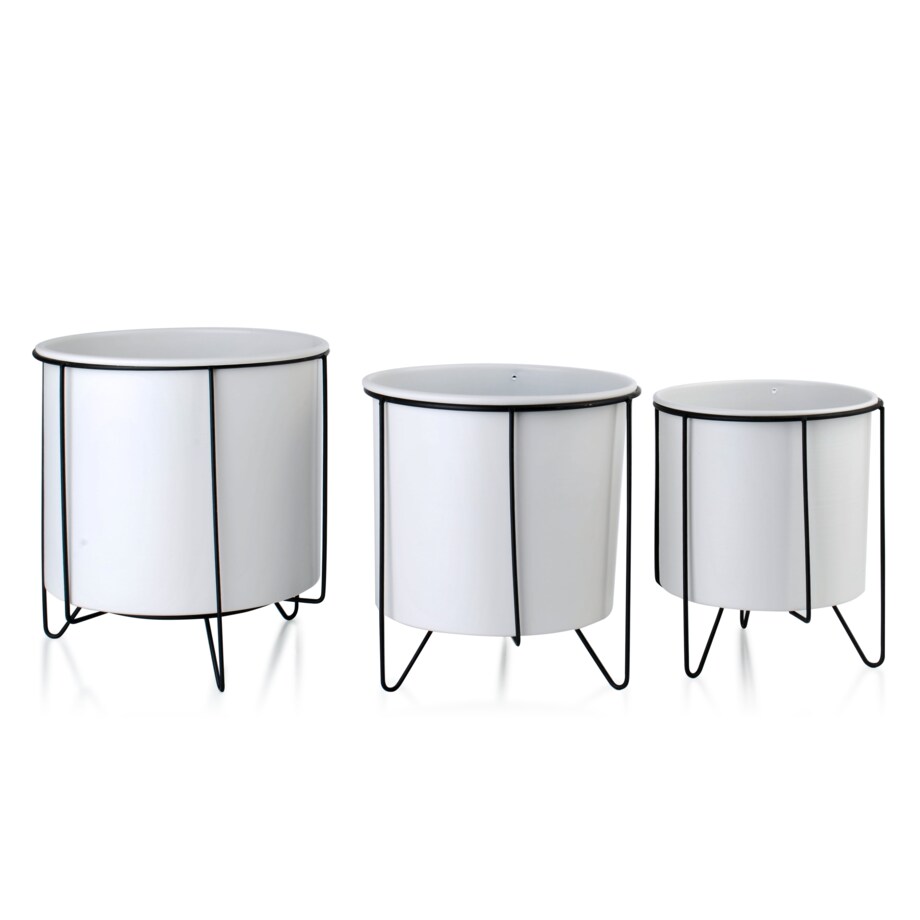 SWEN WHITE&BLACK Komplet 3 osłonek na stojaku 21,5x23/18x20/16x19,5cm