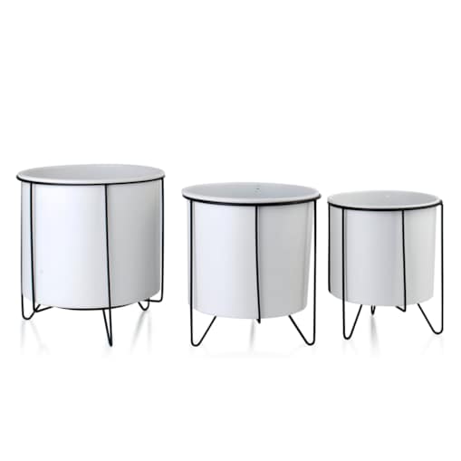 SWEN WHITE&BLACK Komplet 3 osłonek na stojaku 21,5x23/18x20/16x19,5cm