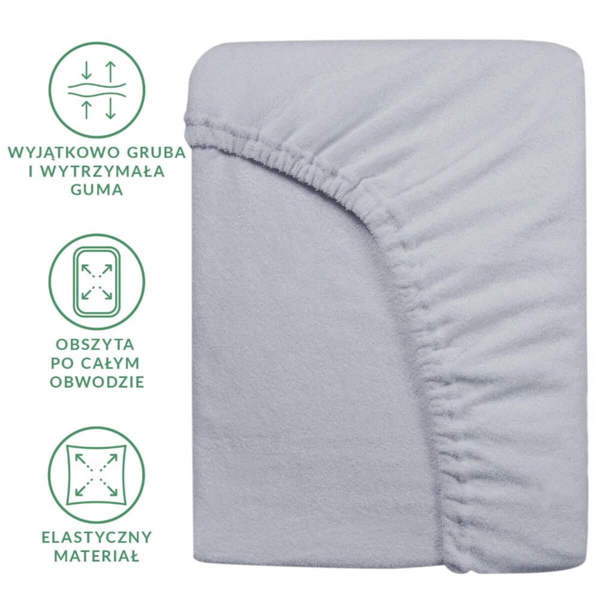 Prześcieradło z bawełny frotte z gumką 140x200 kolor popiel