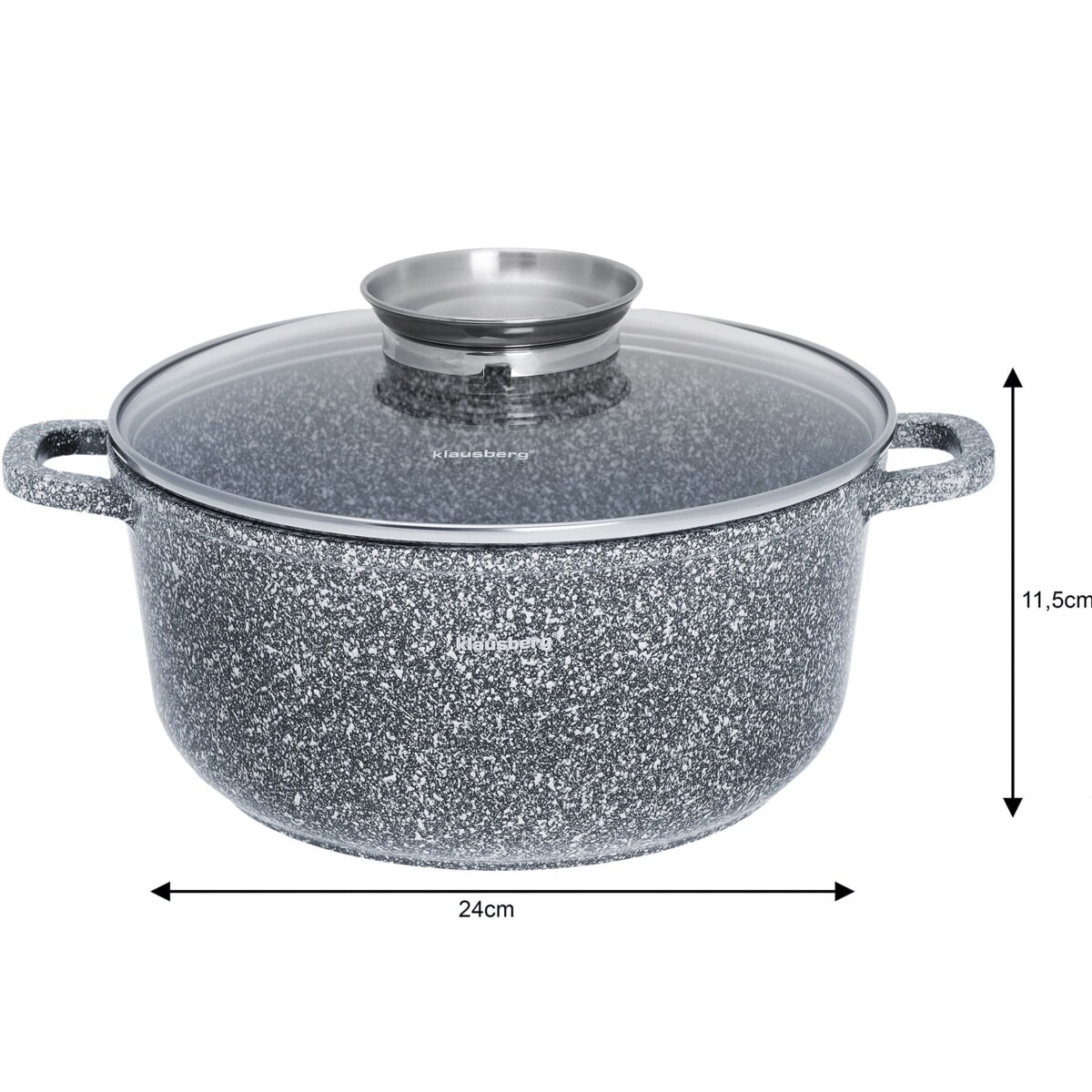 Garnek z powłoką marmurową marmurkowy szary indukcja gaz 4.5L 24cm KLAUSBERG