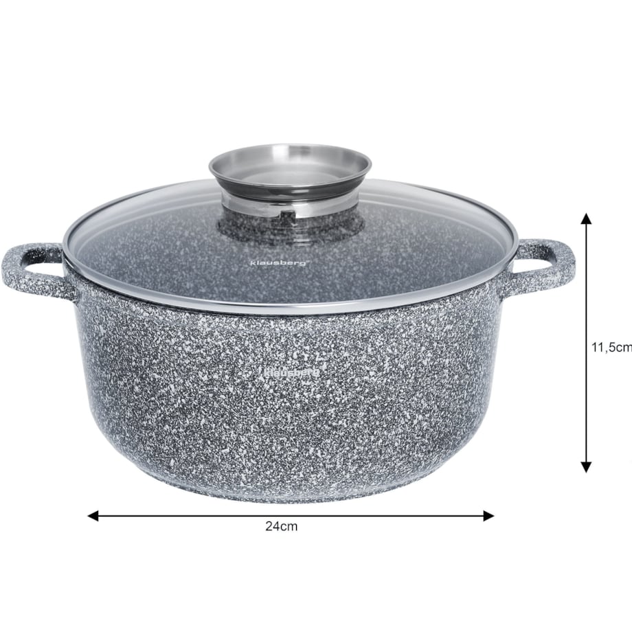Garnek z powłoką marmurową marmurkowy szary indukcja gaz 4.5L 24cm KLAUSBERG