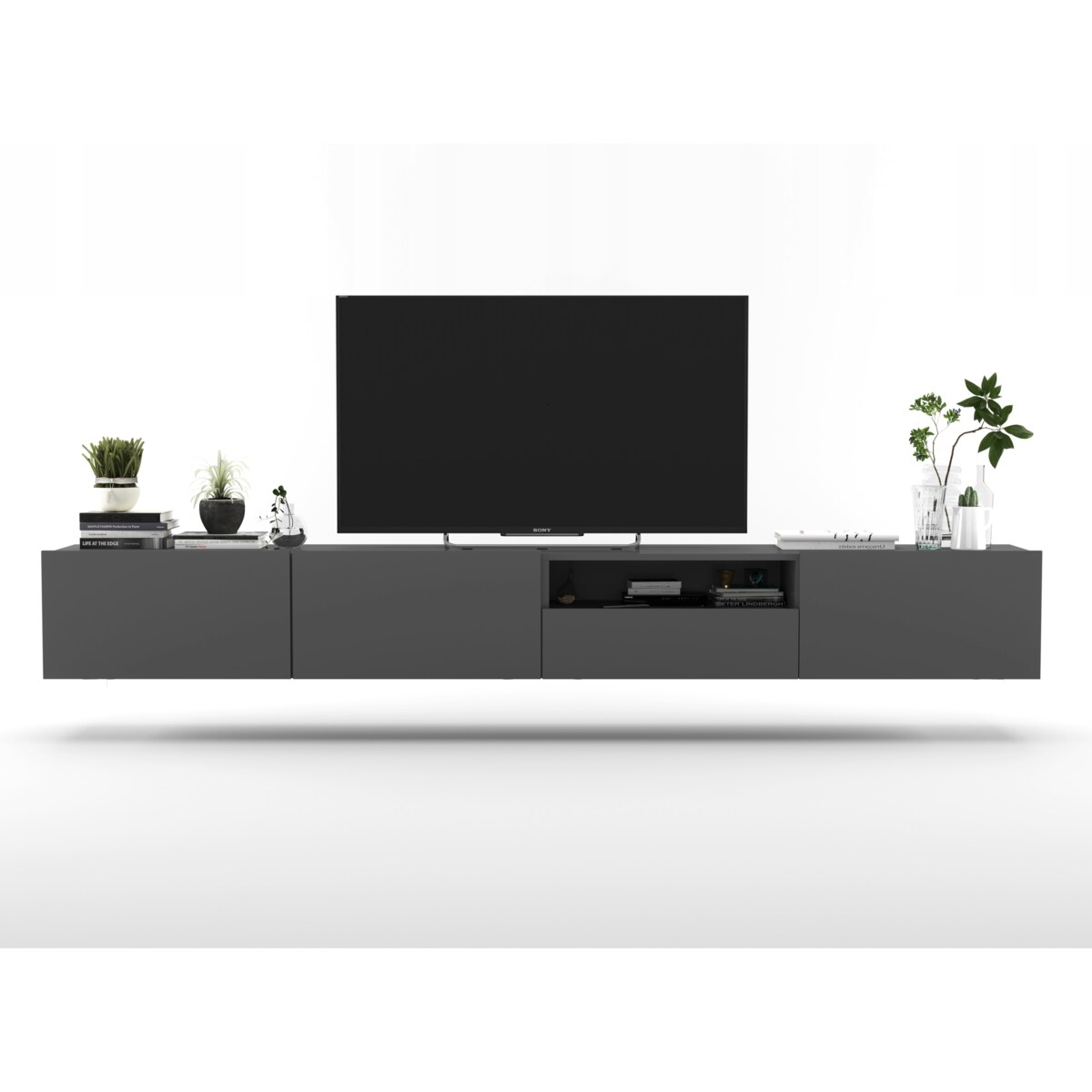 Szafka RTV Loft Wisząca Grafit MAT Komoda RTV Szuflada 240 cm