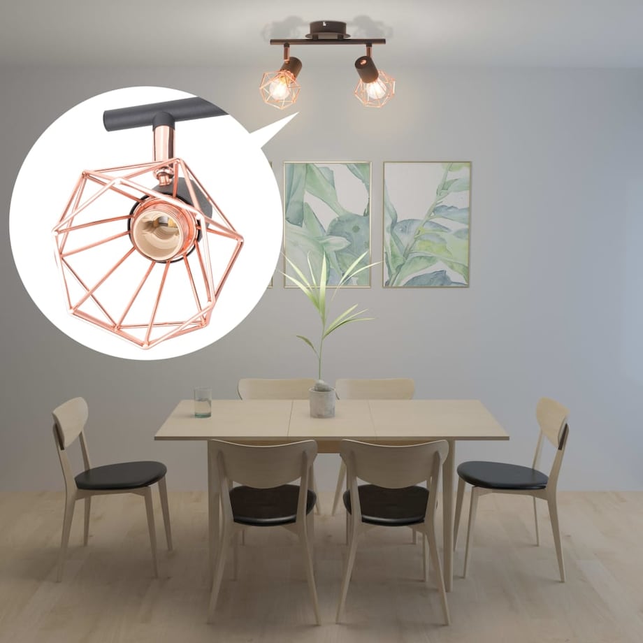 VidaXL Lampa Sufitowa Z 2 ar wkami E14 Czarno miedziana vidaxl-lampa-sufitowa-z-2-ar-wkami-e14-czarno-miedziana