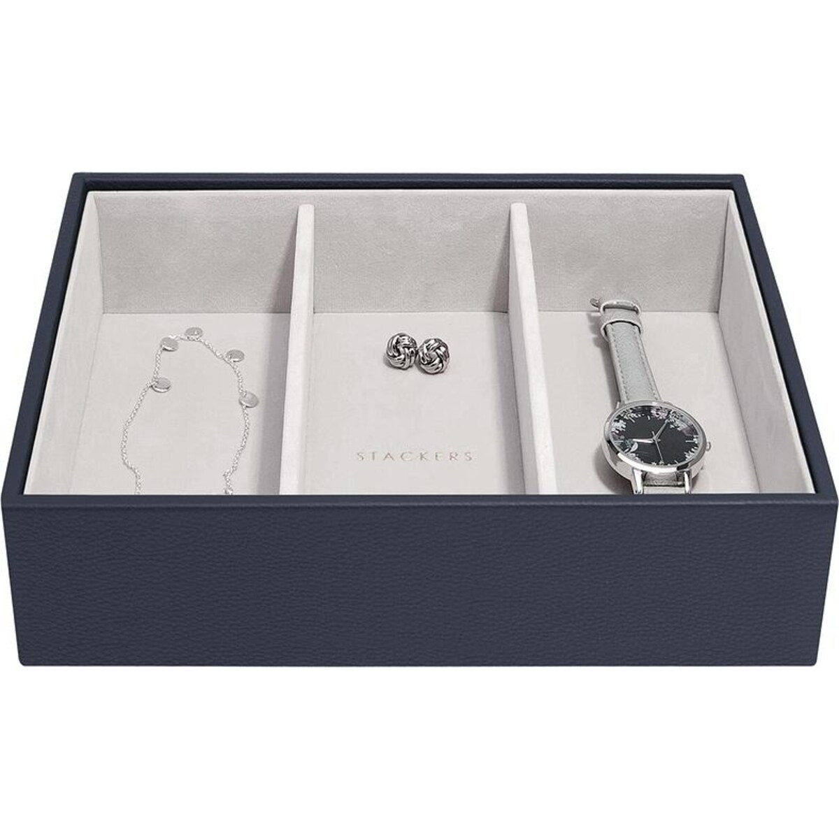 Szkatułka na biżuterię Stackers Pebble 3 komorowa classic granatowa