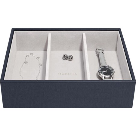 Szkatułka na biżuterię Stackers Pebble 3 komorowa classic granatowa