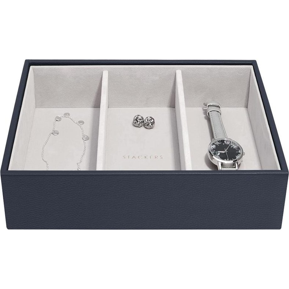 Szkatułka na biżuterię Stackers Pebble 3 komorowa classic granatowa