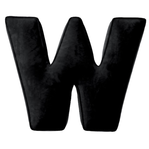 Poduszka literka W, głęboka czerń, 35x40cm, Posh Velvet