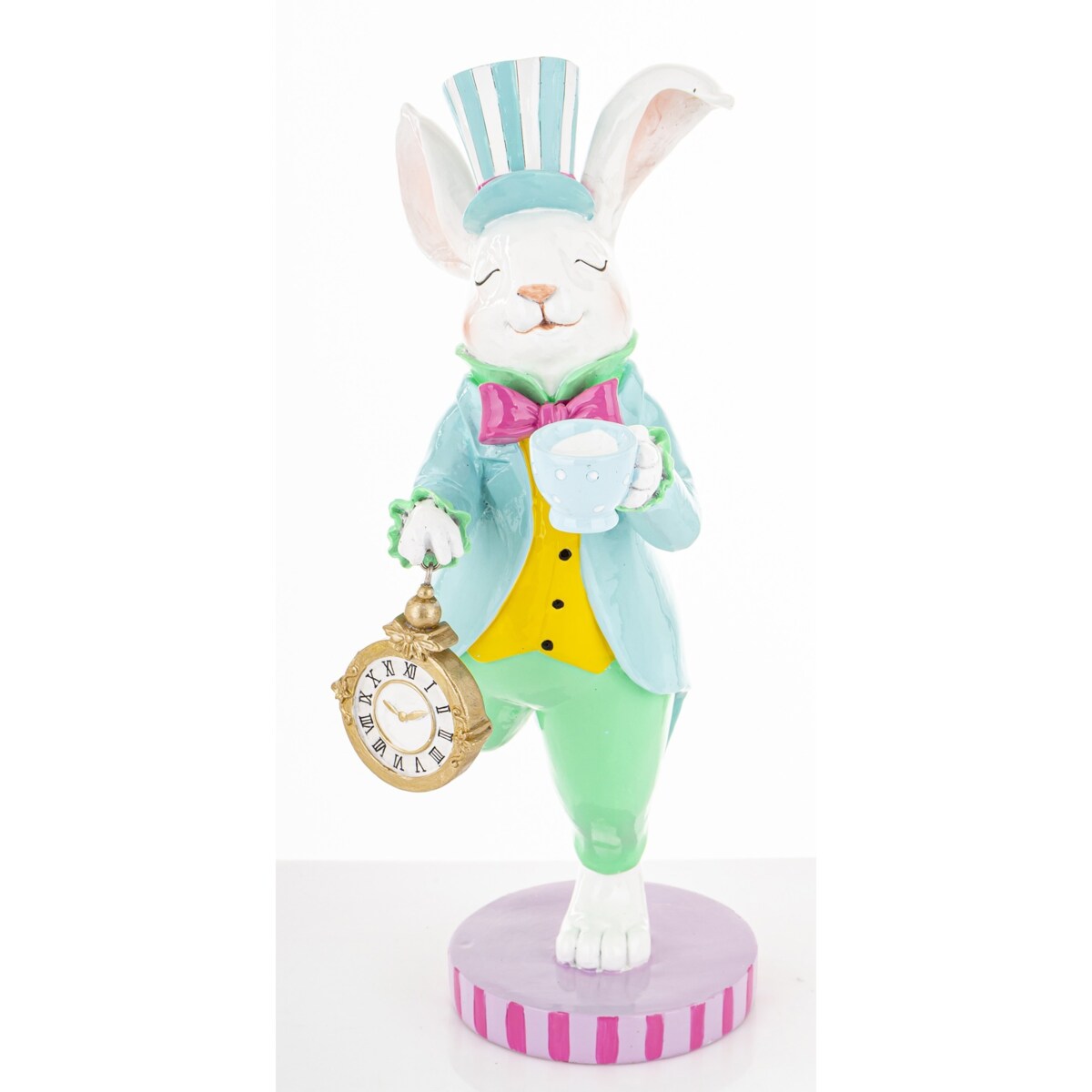 Dekoracja - królik z filiżanką i zegarem 31x11,5x21 cm CIRCUS-2