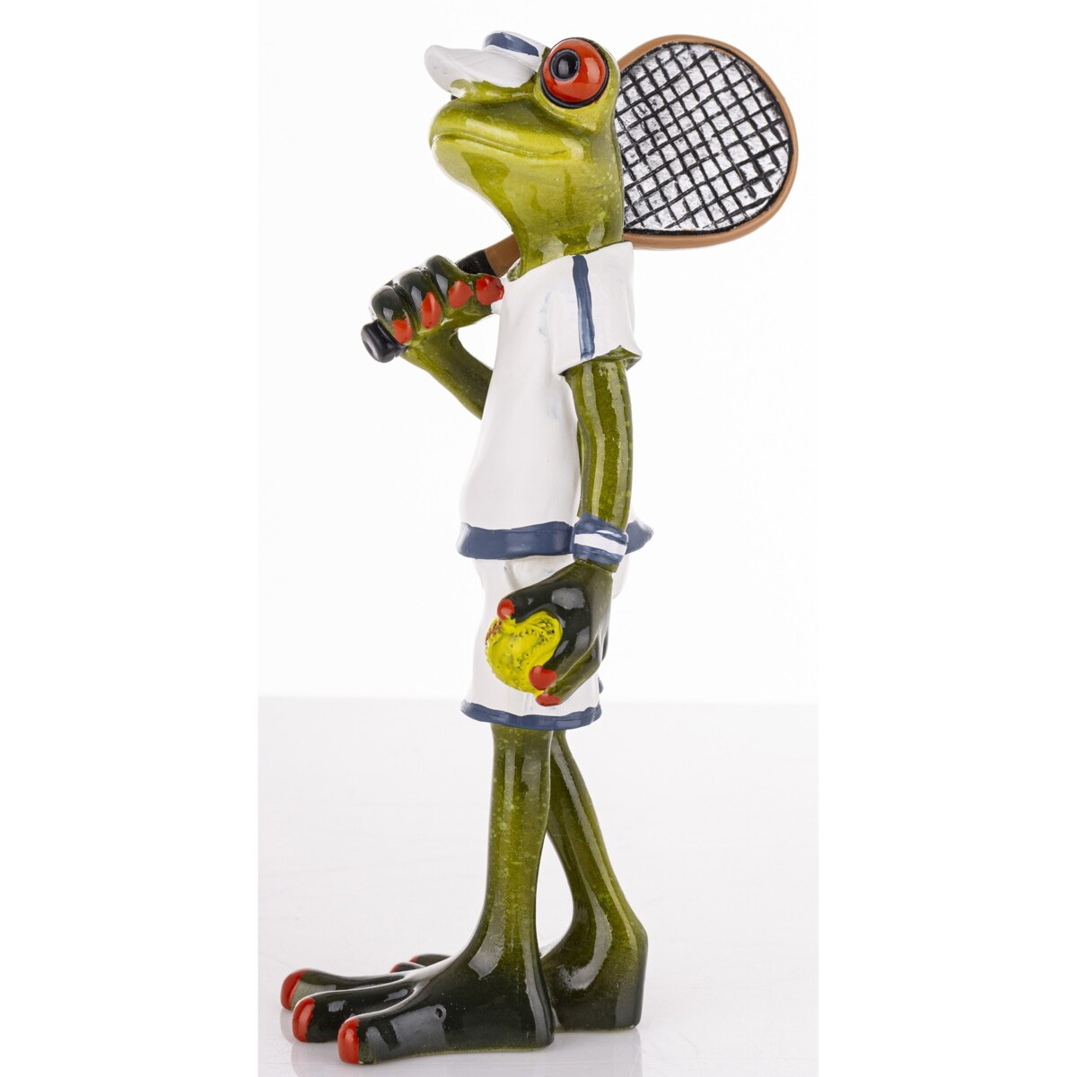 Figurka - żabka 17x7,5x8,5 cm FROGG-2 tenisistka w białym stroju
