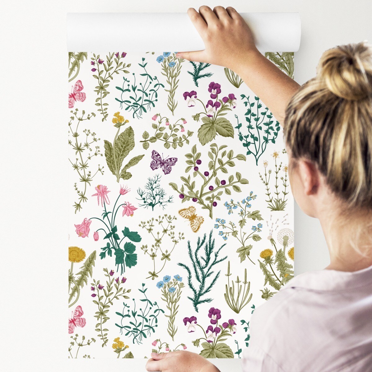 Tapeta Kolorowe Rośliny KWIATY Liście Motyle