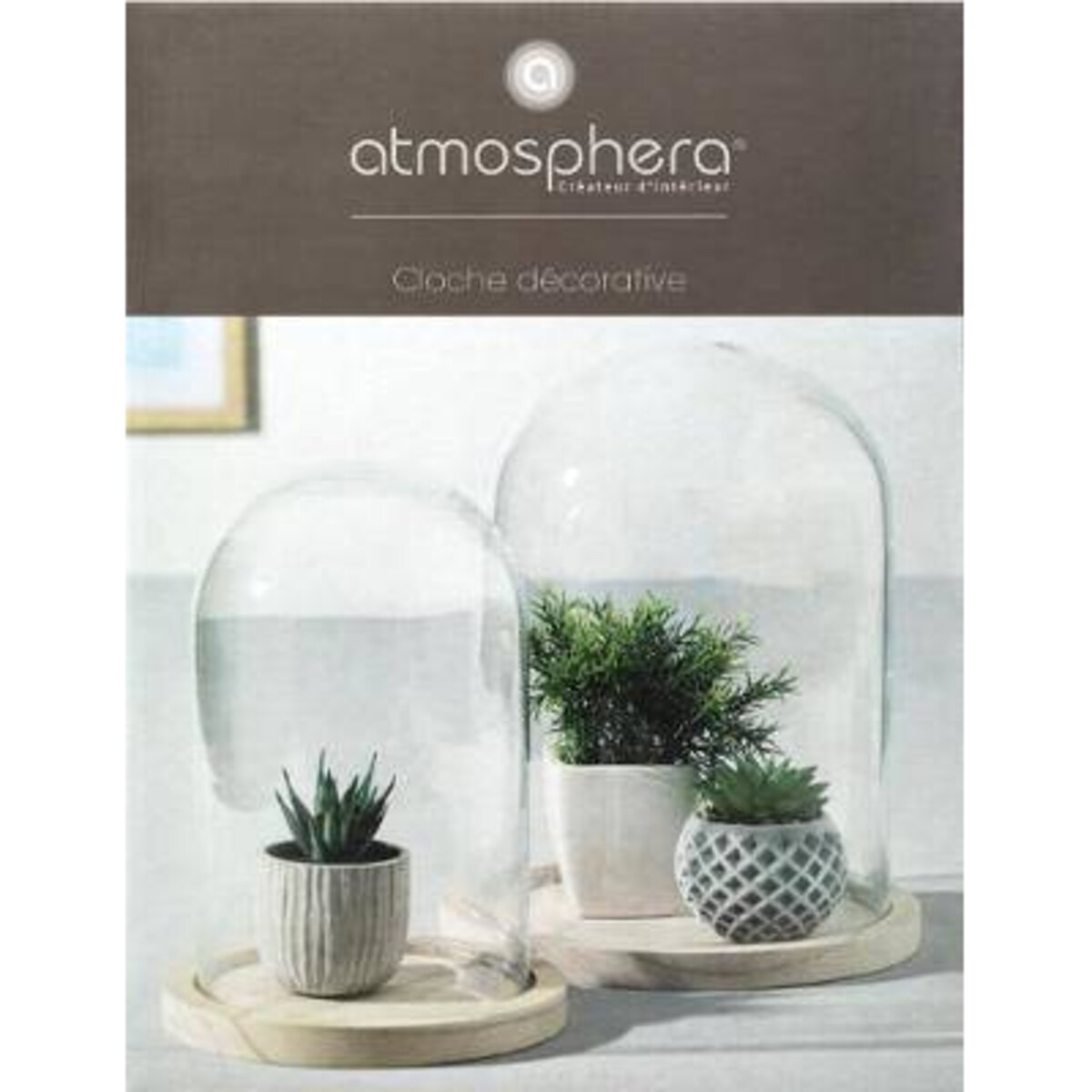 Szklana kopuła, Ø 23 cm, na drewnianej podstawie