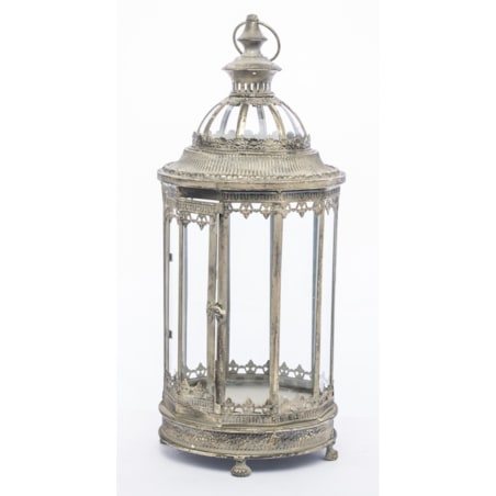 Komplet 2 lampionów metalowych beżowych BISETTE 80x28x28 i 58x22x22 cm