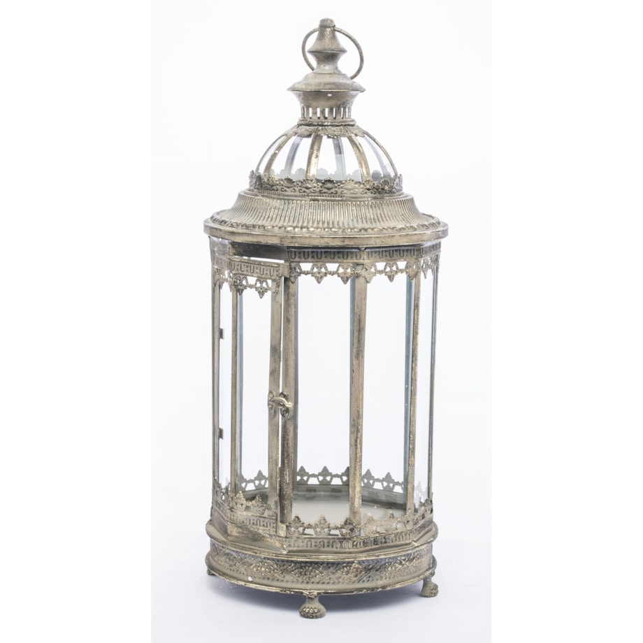 Komplet 2 lampionów metalowych beżowych BISETTE 80x28x28 i 58x22x22 cm