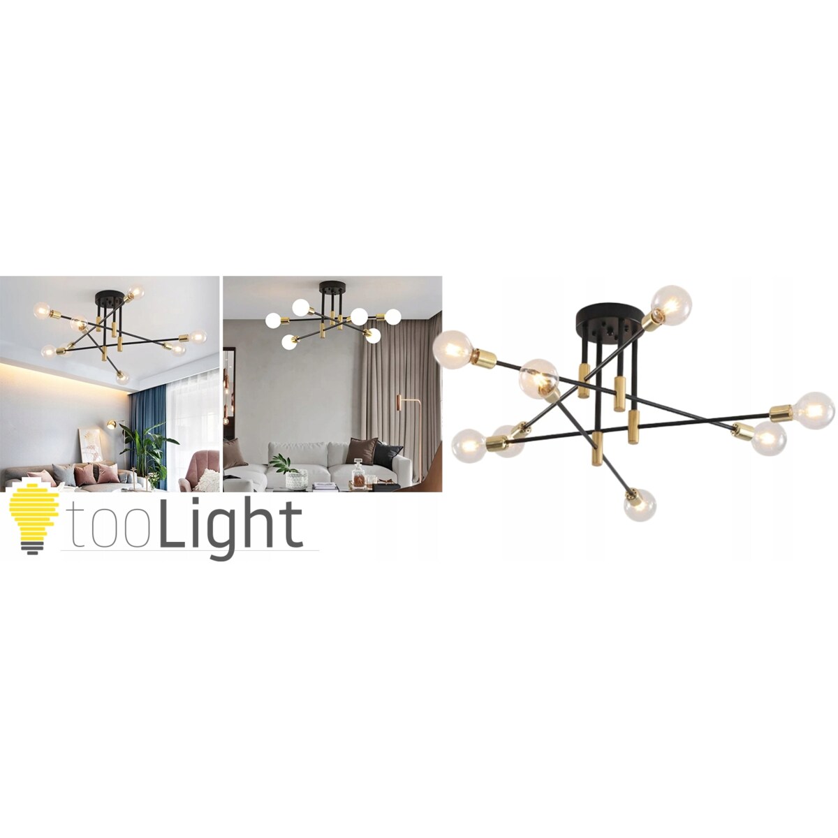 Lampa Sufitowa Wisząca Żyrandol Modna Gold Black