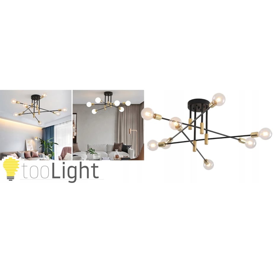 Lampa Sufitowa Wisząca Żyrandol Modna Gold Black