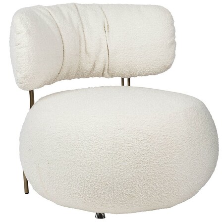 Biały fotel wypoczynkowy KH1301100130 Low Teddy okrągły do salonu, King Home